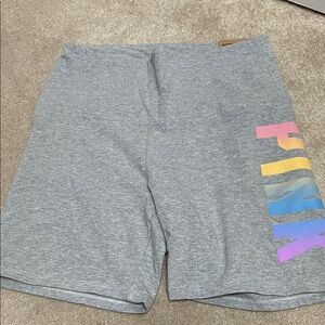 PINK Victoria's Secret Gray Bike Shorts with Rainbow Logo